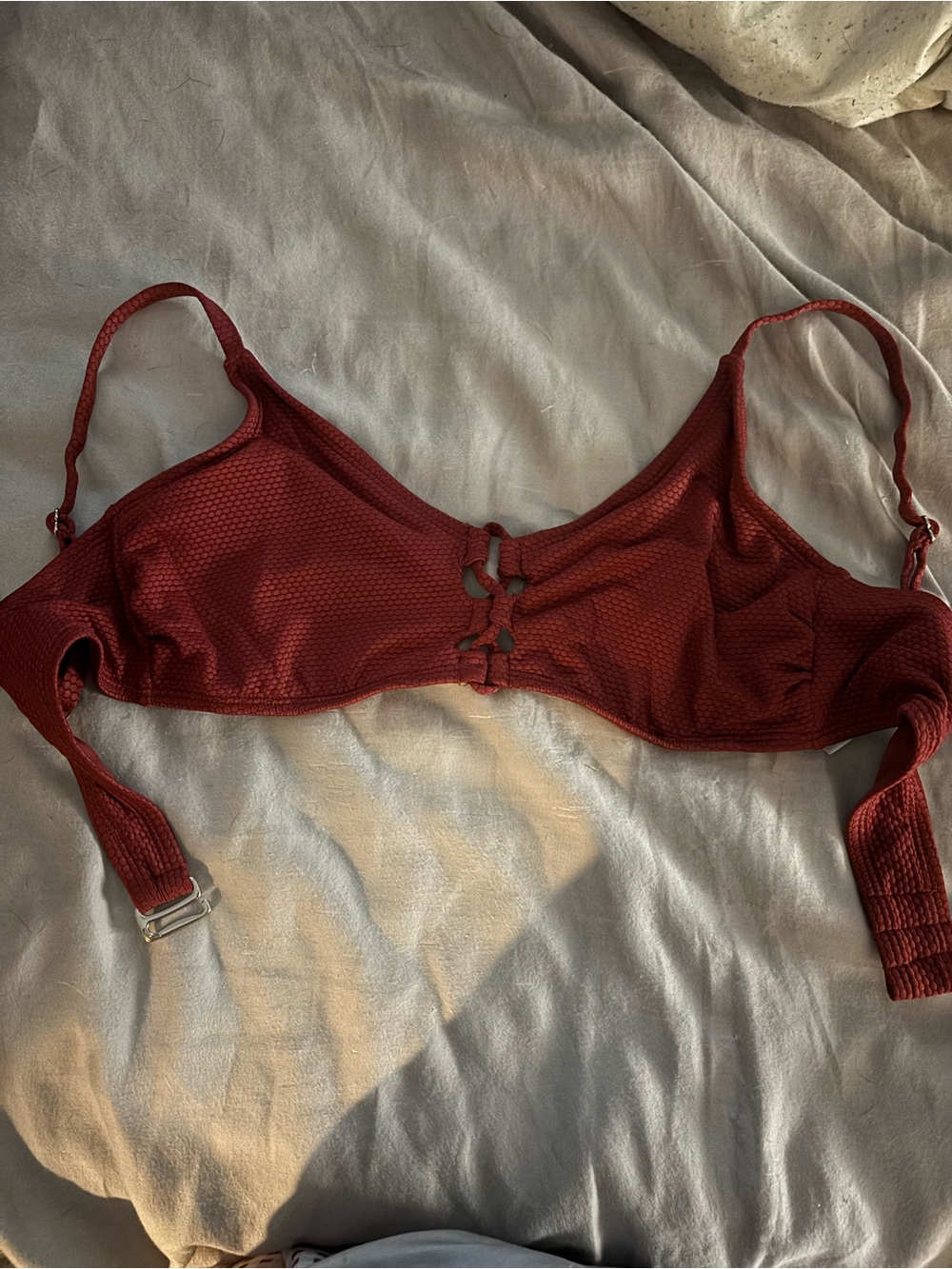 Shade & Shore Brick Red Textured Bikini Top